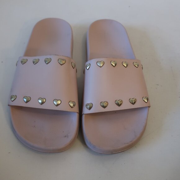 Womens Michael Michael Kors Light Pink Eva Heart Stud Slipper Slide Sandals 8 - Picture 3 of 12